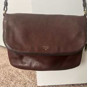 Fossil Brown Leather Crossbody Bag